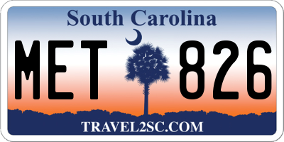 SC license plate MET826