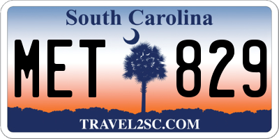 SC license plate MET829