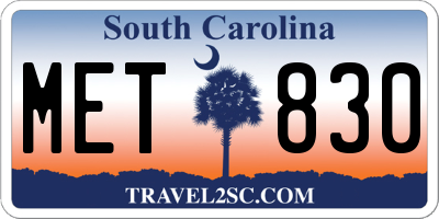 SC license plate MET830