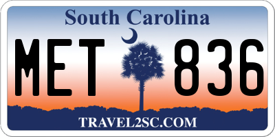 SC license plate MET836