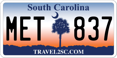 SC license plate MET837
