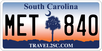SC license plate MET840