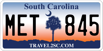 SC license plate MET845