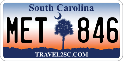 SC license plate MET846