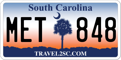 SC license plate MET848