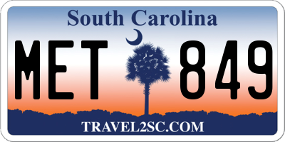 SC license plate MET849