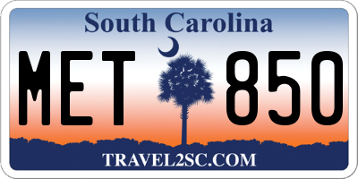 SC license plate MET850