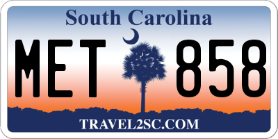SC license plate MET858