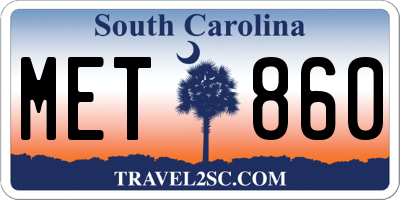 SC license plate MET860