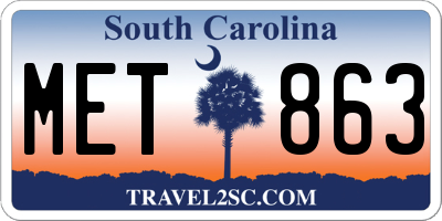 SC license plate MET863