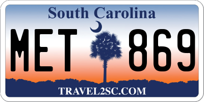 SC license plate MET869