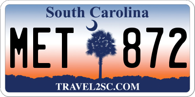 SC license plate MET872