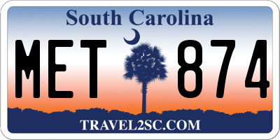SC license plate MET874