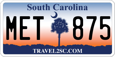 SC license plate MET875