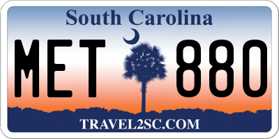 SC license plate MET880