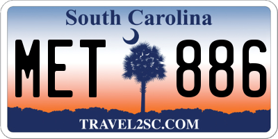 SC license plate MET886