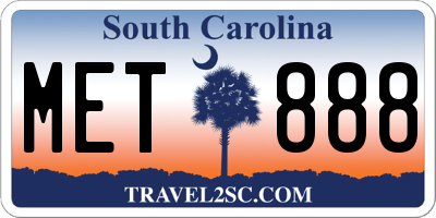 SC license plate MET888