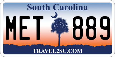 SC license plate MET889