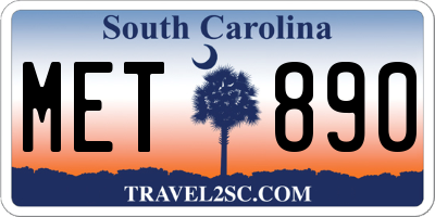 SC license plate MET890