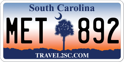 SC license plate MET892