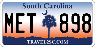 SC license plate MET898