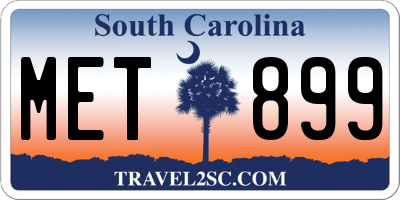 SC license plate MET899