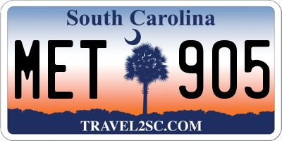 SC license plate MET905