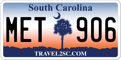 SC license plate MET906