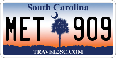 SC license plate MET909