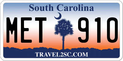 SC license plate MET910