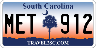 SC license plate MET912