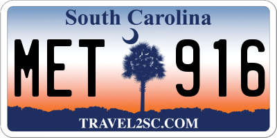 SC license plate MET916