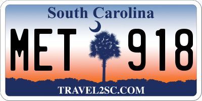 SC license plate MET918