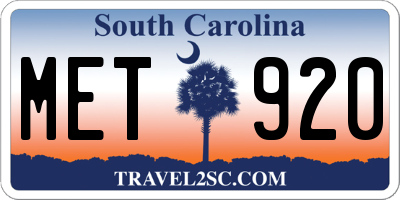 SC license plate MET920