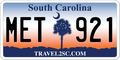 SC license plate MET921