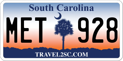 SC license plate MET928