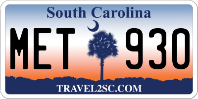 SC license plate MET930