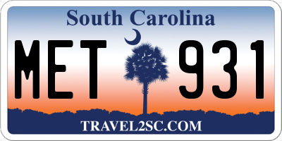 SC license plate MET931