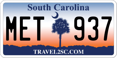 SC license plate MET937