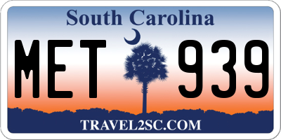 SC license plate MET939