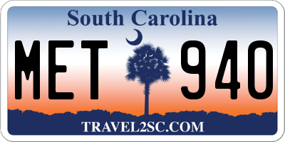 SC license plate MET940