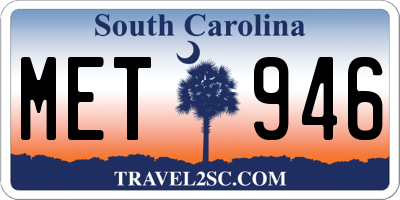 SC license plate MET946