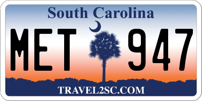SC license plate MET947