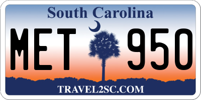 SC license plate MET950