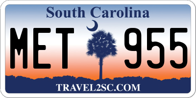 SC license plate MET955