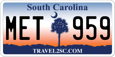 SC license plate MET959