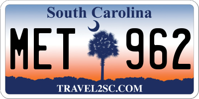 SC license plate MET962