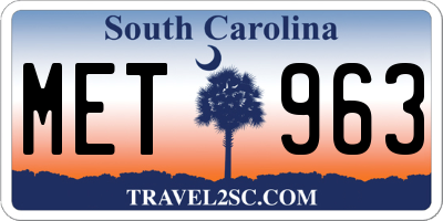SC license plate MET963