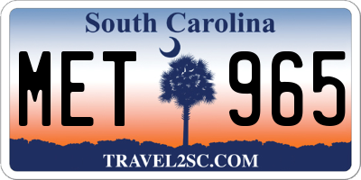 SC license plate MET965