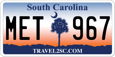 SC license plate MET967